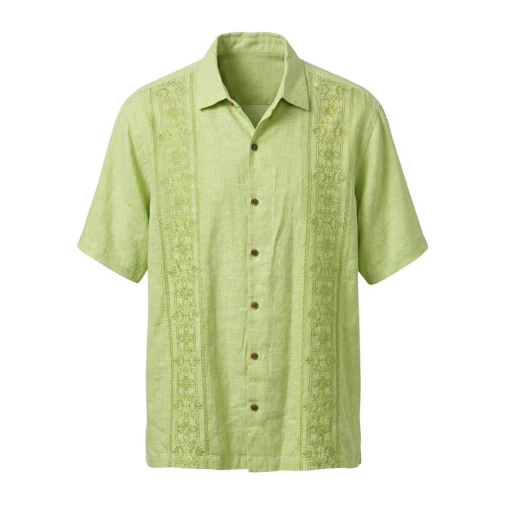 Tommy Bahama Mens XL Coastal Tropical Resortwear Leisure Linen Embroidered Shirt